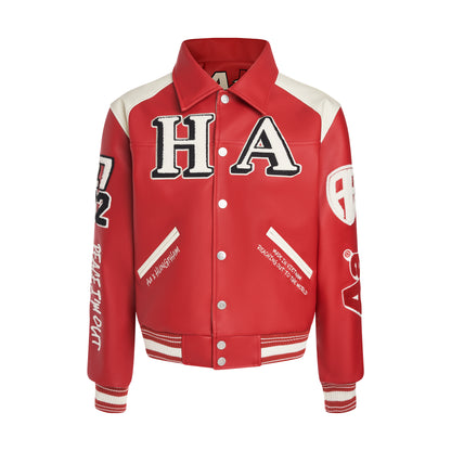 AA x HP LEATHER VARSITY // RED